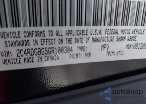 2016 Dodge Grand Caravan Se from USA, damaged, VIN 2C4RDGBG5GR100304